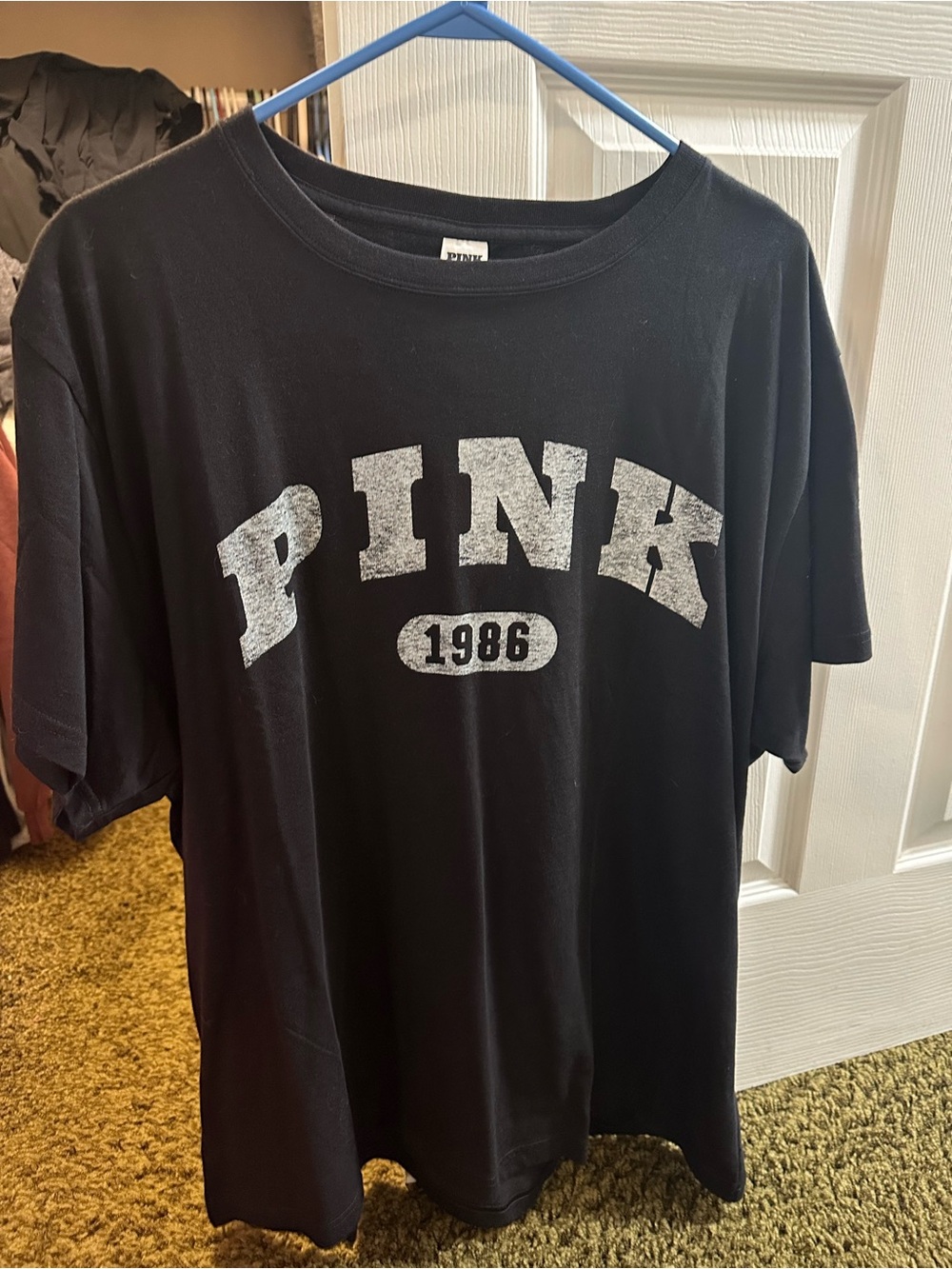 NWT PINK Victoria's Secret Black Campus Cotton Tee T Shirt XL